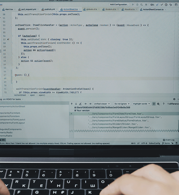 Code on a screen