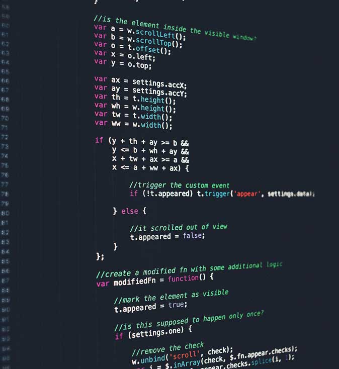 Code on a screen