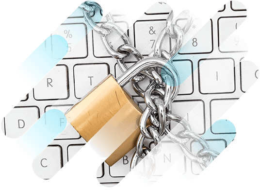 Security lock lies on a keyboard
