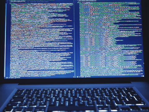 Code on a screen
