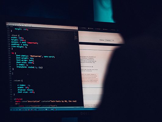 Code on a screen