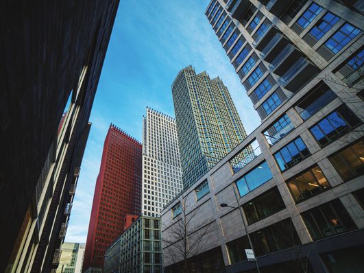 Exterior view of skyscrapers