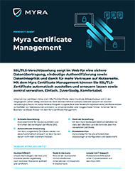Myra Security Product Sheet Cover: Certificate Management