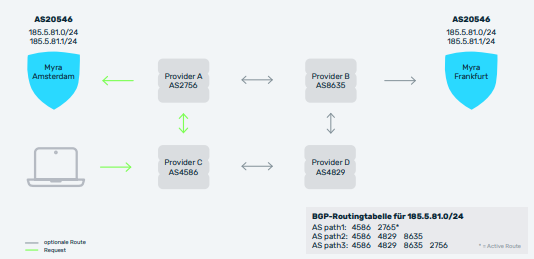 DNS Security und Anycast-Routing veranschaulicht