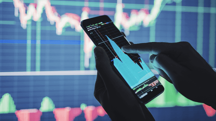 Trading chart on cell phone