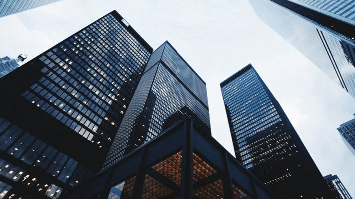 Skyscrapers in a banking district