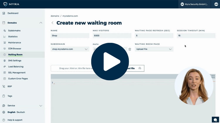 Thumbnail of the video showing how to create a waiting room in Myra App