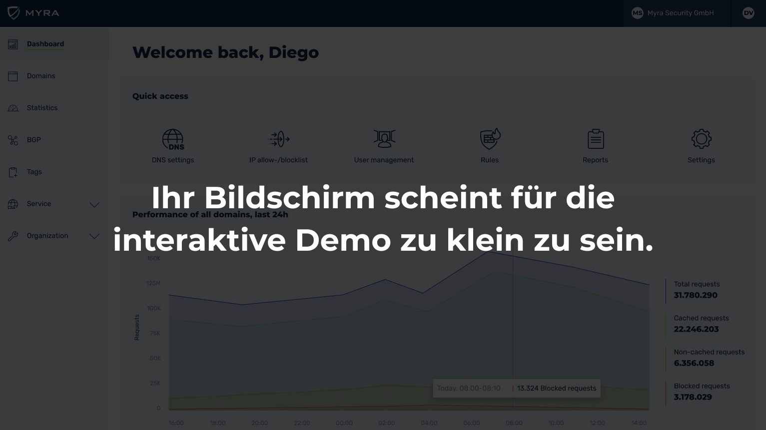 Myra App Demo Mobile Platzhalter