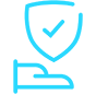 Icon with checkmark inside a magnifying glass: symbol for verified service quality and reliable delivery